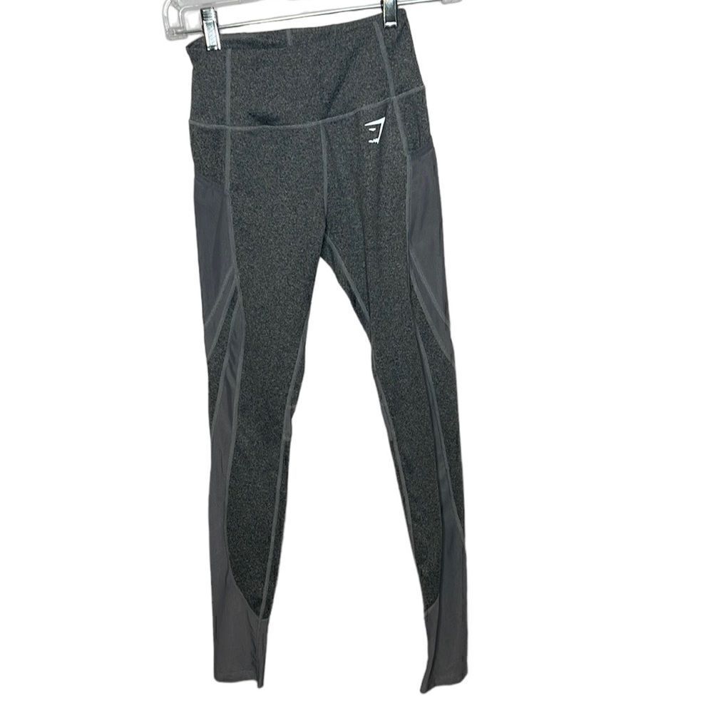 Gymshark Grey Mesh Sleek Sculptured Full Length High Rise Leggings/Pockets. XS.